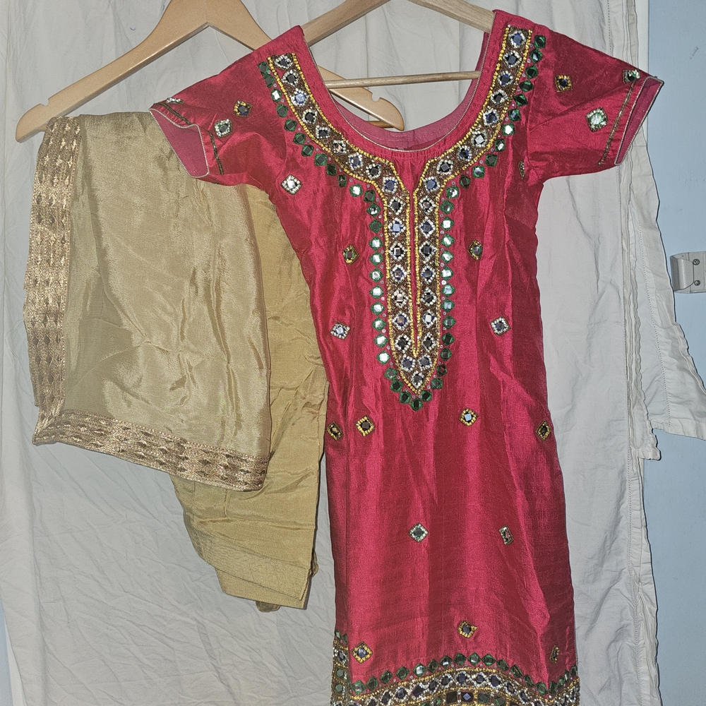 Embellished Pink and Gold Traditional Dress